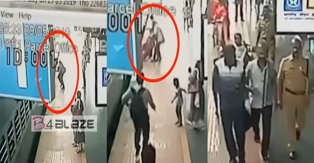 Police save a life of women infront of movie train